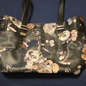 Rosetti Black and Pink Floral Tote